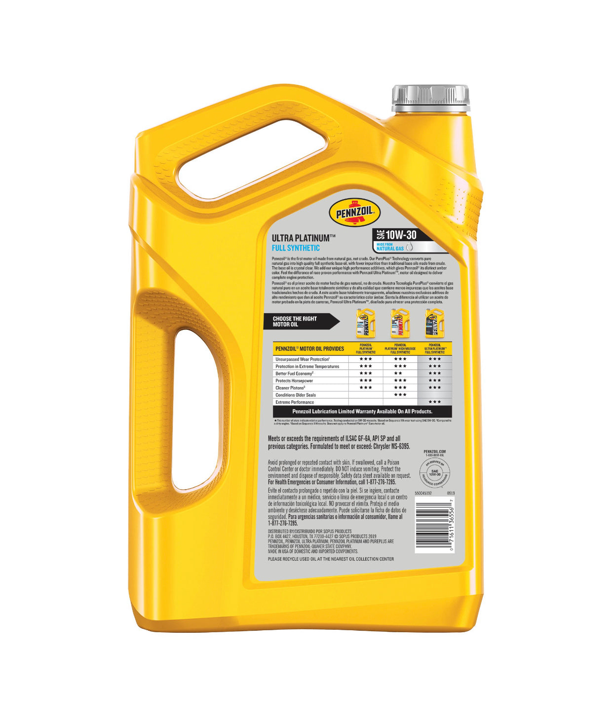 PENNZOIL ULTRA PLATINUM FULL SYNTHETIC SAE 10W-30 5QT (3 pack)