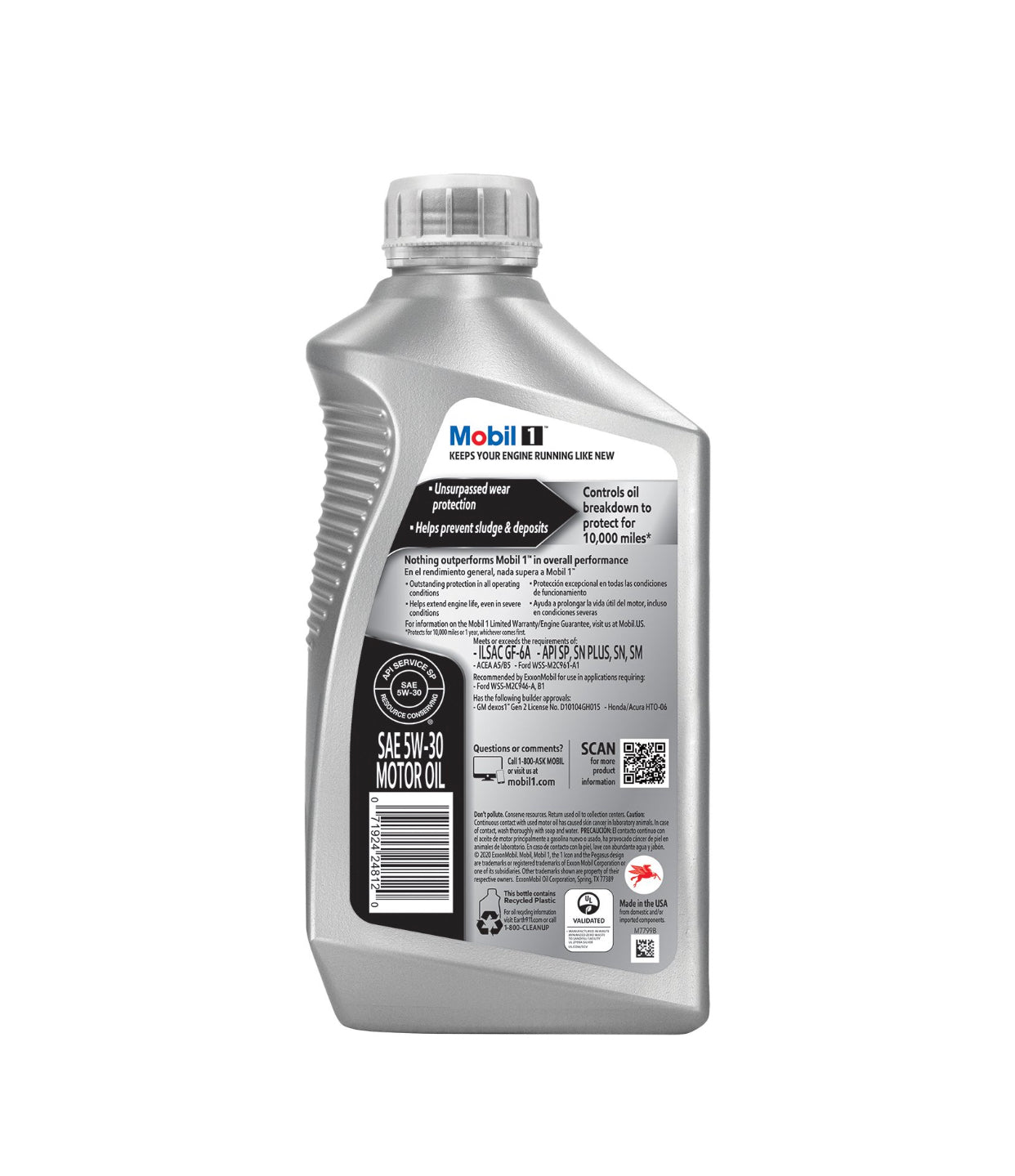 MOBIL 1 KEEPS YOUR ENGINE PROTECTORS 10.000 MILES 5W-30 1QT (6 pack)