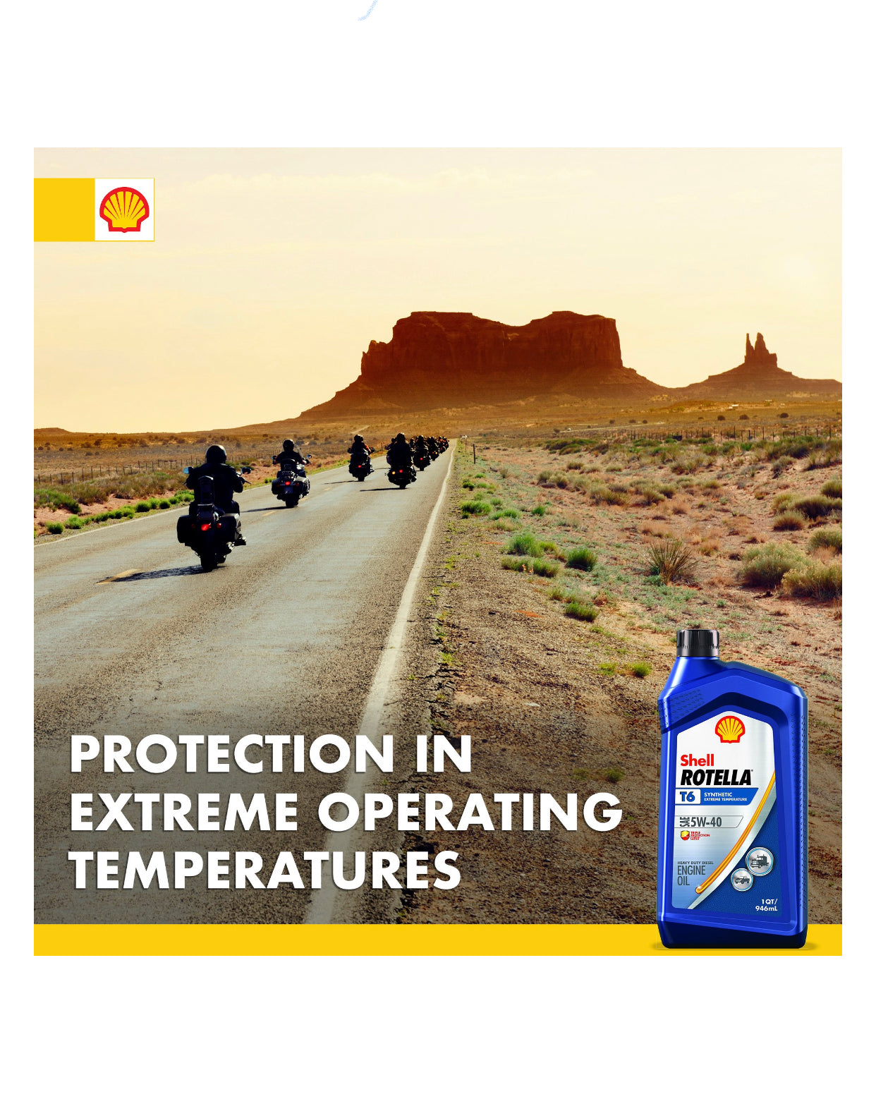 SHELL ROTTELA T6 SYNTHETIC SAE 5W-40 1QT (6 pack)