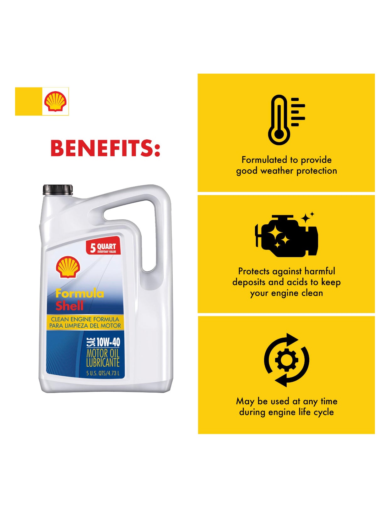 FORMULA SHELL CLEAN ENGINE SAE 10W-40 5QT (3 pack)