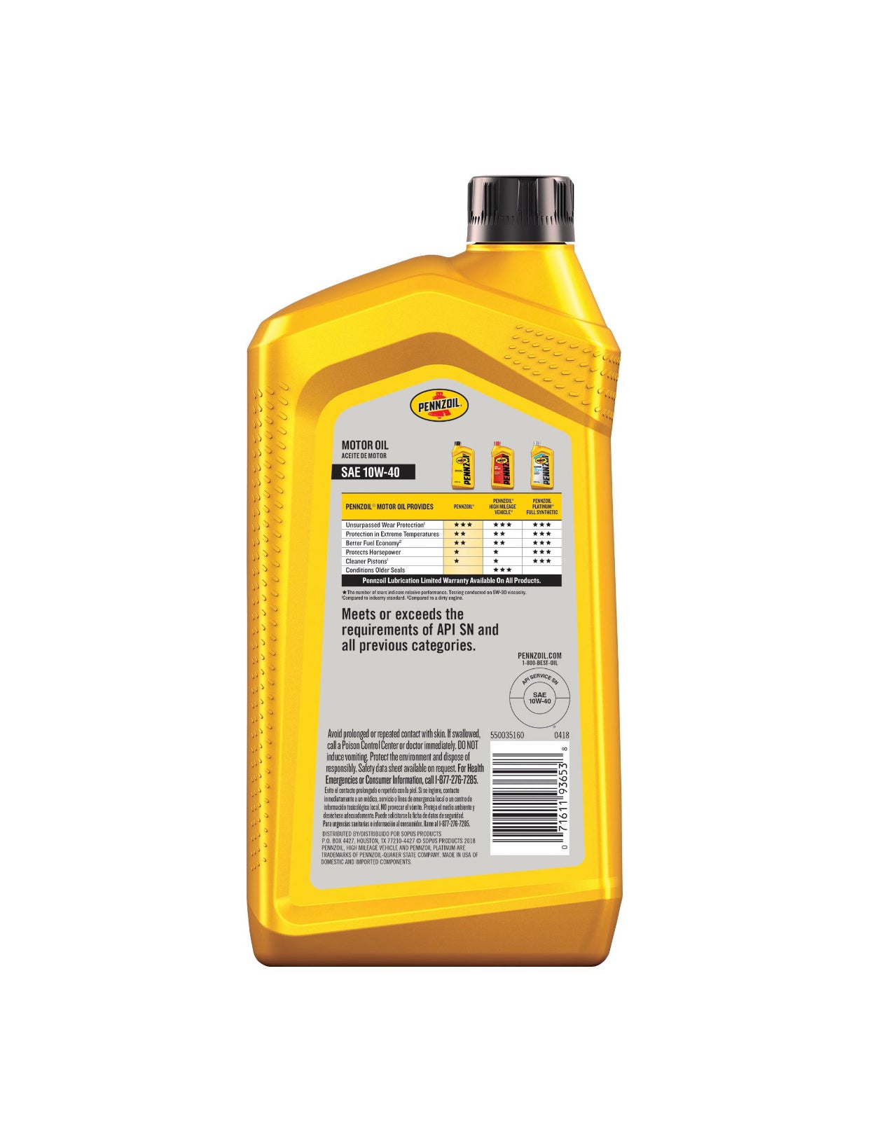 PENNZOIL SAE 10W-40 1QT (6 pack)