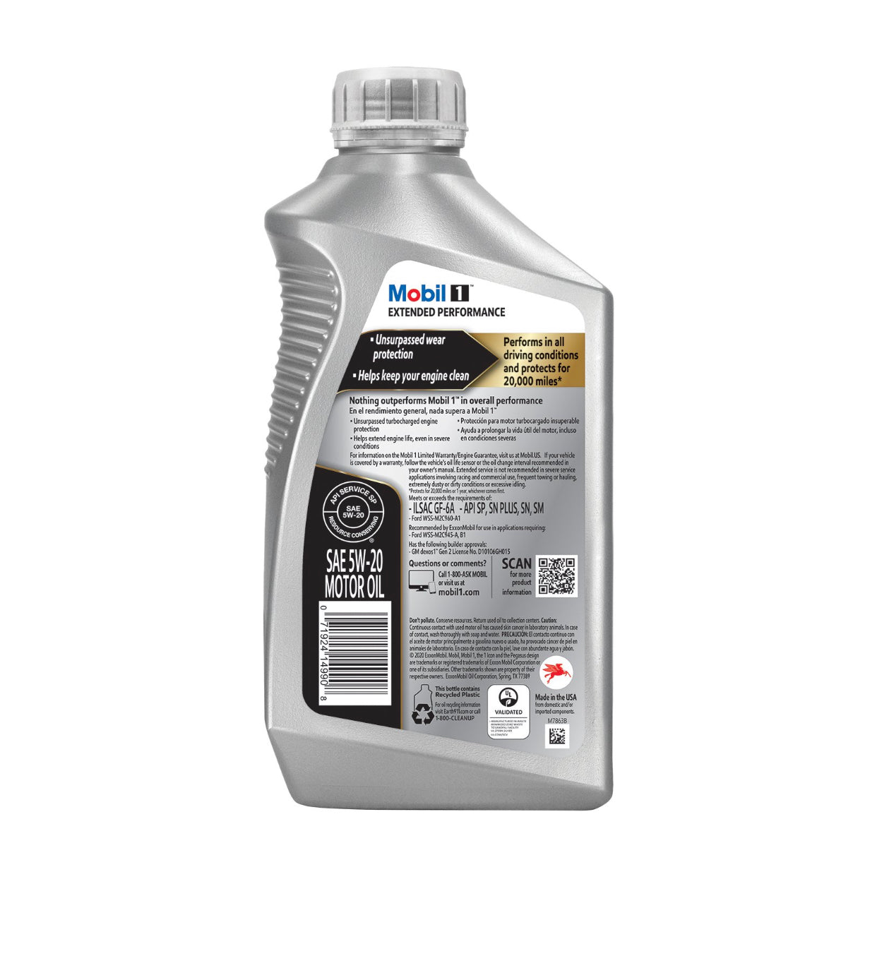 MOBIL 1 EXTENDED PERFORMANCE PROTECTORS FOR 20.000 MILES 5W-20 1QT (6 pack)