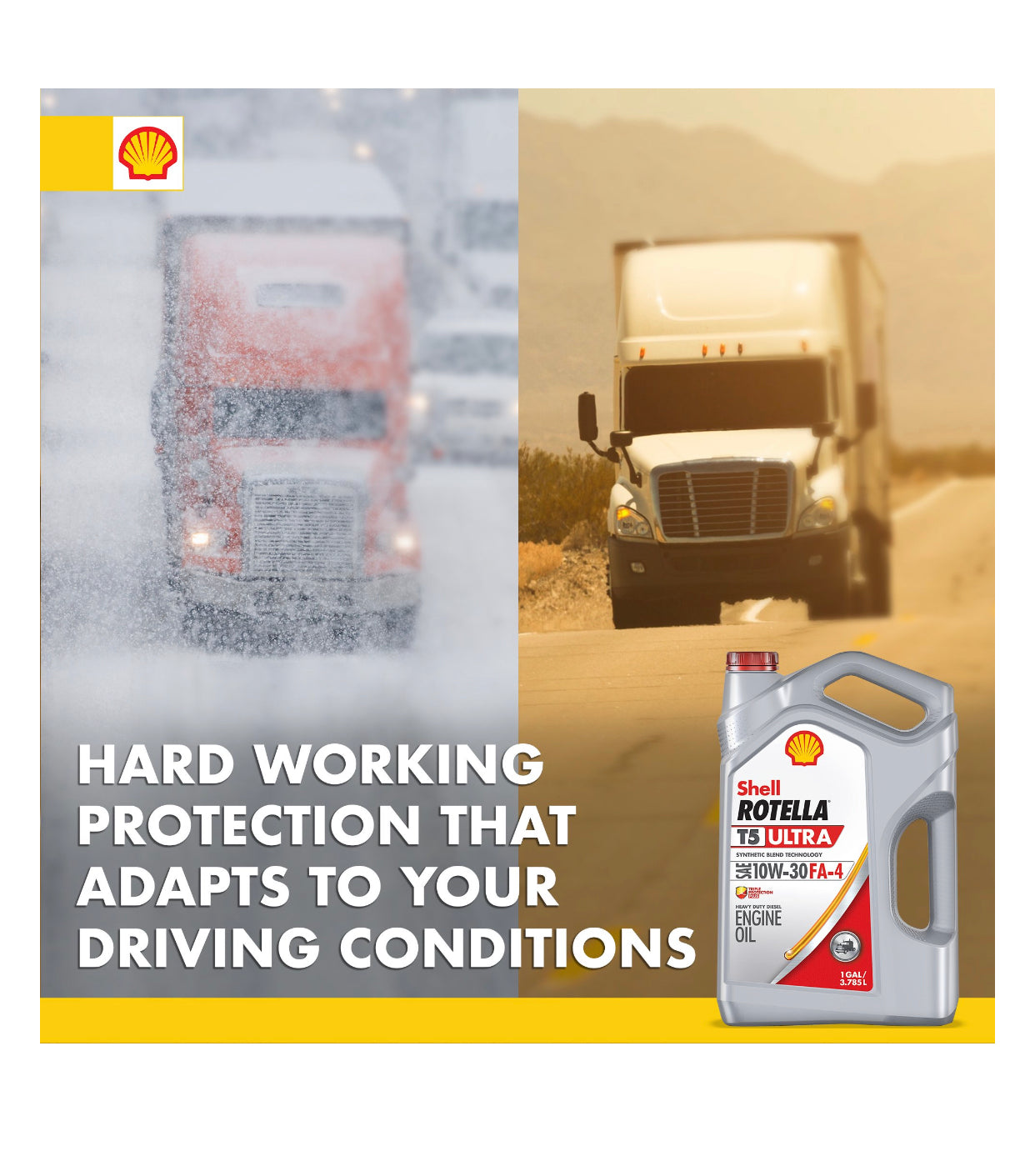 SHELL ROTELLA T5 ULTRA SYNTHETIC BLEND SAE 10W-30 FA-4 1GAL (4 pack)