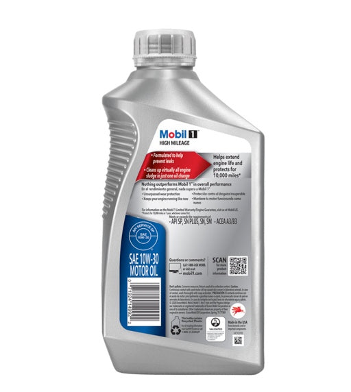 MOBIL 1 HIGH MILEAGE PROTECTORS FOR 10.000 MILE 10W-30 1QT (6 pack)