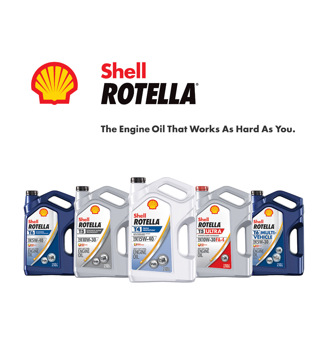 SHELL ROTELLA T6 MULTI-VEHICLE FULL SYNTHETIC SAE 5W-30 1GAL (3 pack)