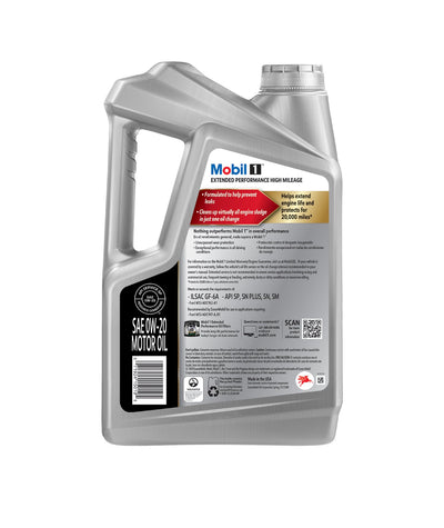 MOBIL 1 EXTENDED PERFORMANCE HGH MILEAGE FOR 20.000 MILES 0W-20 5QT (3 park)