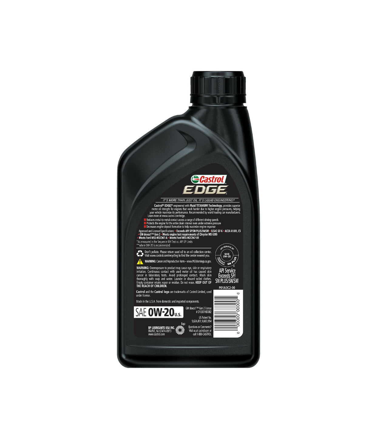 CASTROL EDGE UNLOCK MAXIMUM PERFORMANCE FULL SYNTHETIC SAE 0W-20 1QT (6 pack)